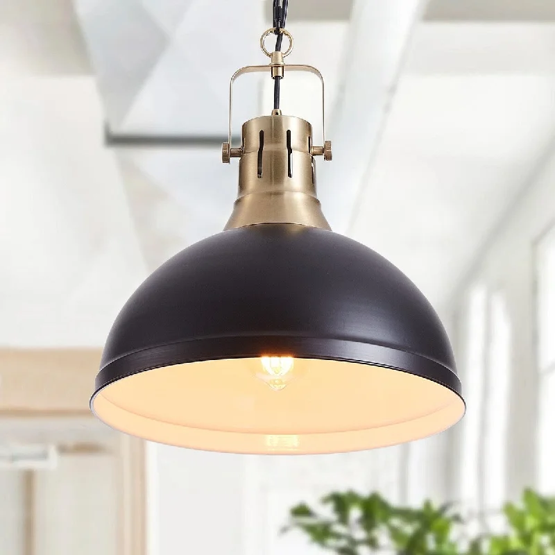 1-Light Bowl Metal Frame Pendant Lighting - 13.8"D×4.3"W×74.4"H(Adjustable)