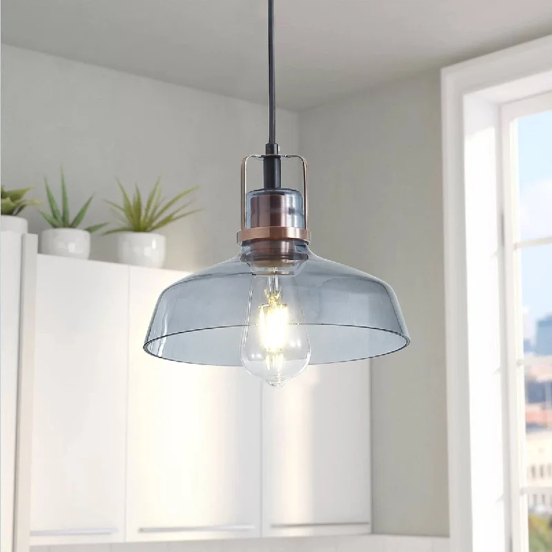 1-Light Bowl Shade Glass Pendant Lighting - 9.8"D×4.3"W×66.5"H