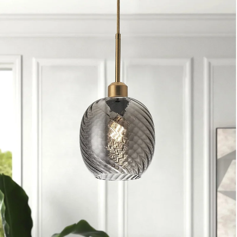 1-Light Farmhouse Dome Glass Pendant Lighting - 6.7"D×4.3"W×71.2" H(Adjustable)