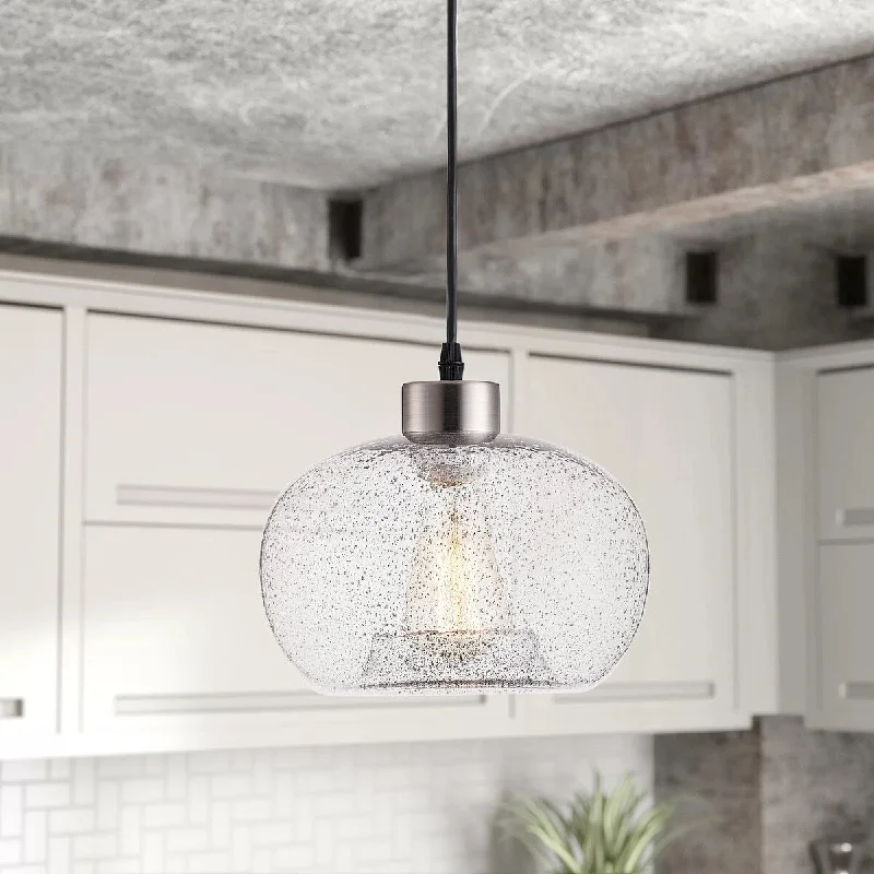 1-Light Glass Bowl Shade Design Pendant Lighting - 9.3"D×4.3"W×65.2"H(Adjustable)