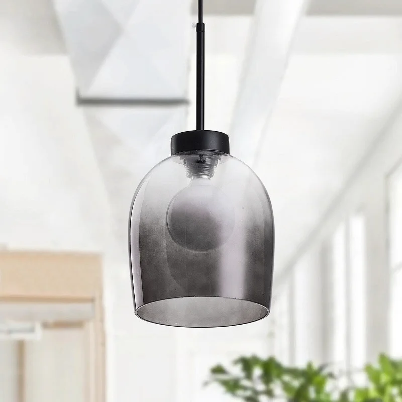 1-Light Gray Smoky Glass Shade Pendant Lighting - 7.9"D×4.3"W×87.4"H(Adjustable)