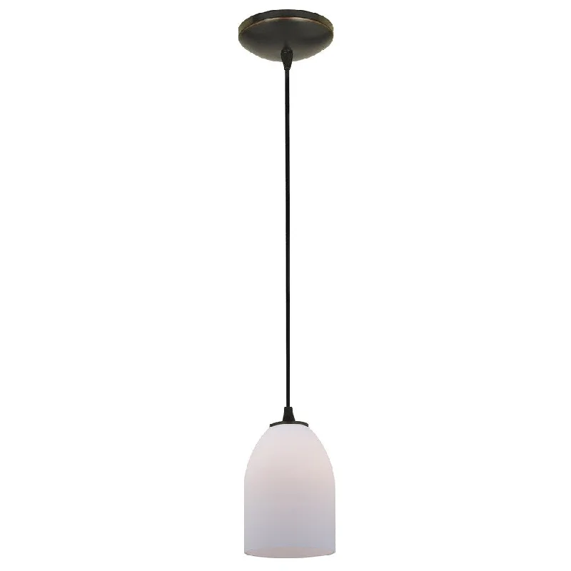 Access Lighting Bordeaux Bronze Fluorescent Cord Pendant with Opal Shade