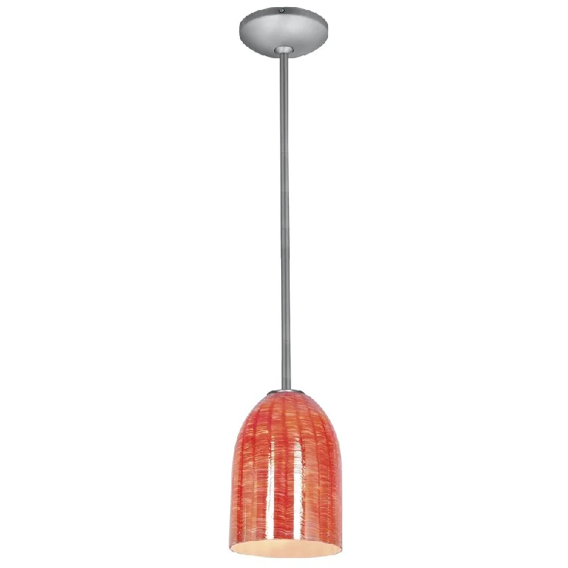 Access Lighting Bordeaux Steel Integrated LED Rod Pendant, Wicker Red Shade