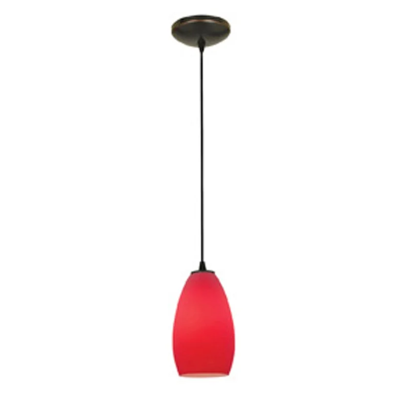 Access Lighting Champagne Bronze Integrated LED Cord Pendant, Red Shade