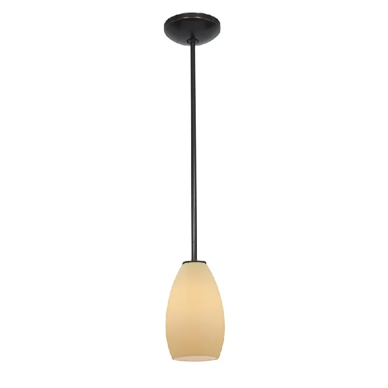 Access Lighting Champagne Bronze LED Rod Pendant, Cream Shade