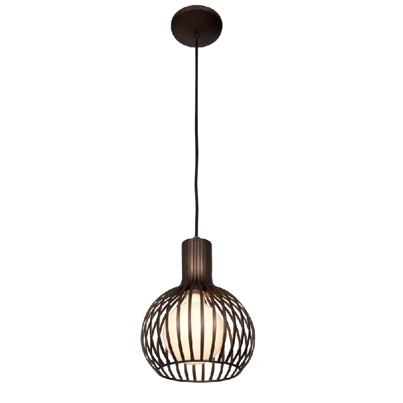 Access Lighting Chuki 1-Light 15 inch Metal Ribbed Pendant - Bronze