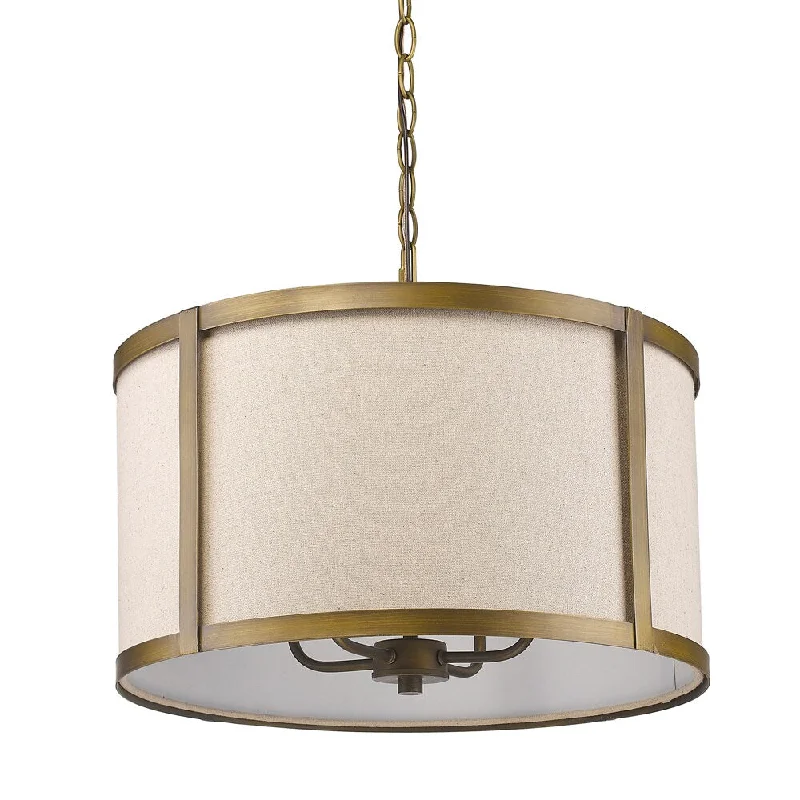 Acclaim Lighting Jessica Raw-brass-finished Steel 60-watt 4-light Indoor Pendant Light With Fabric Drum-shaped Shade