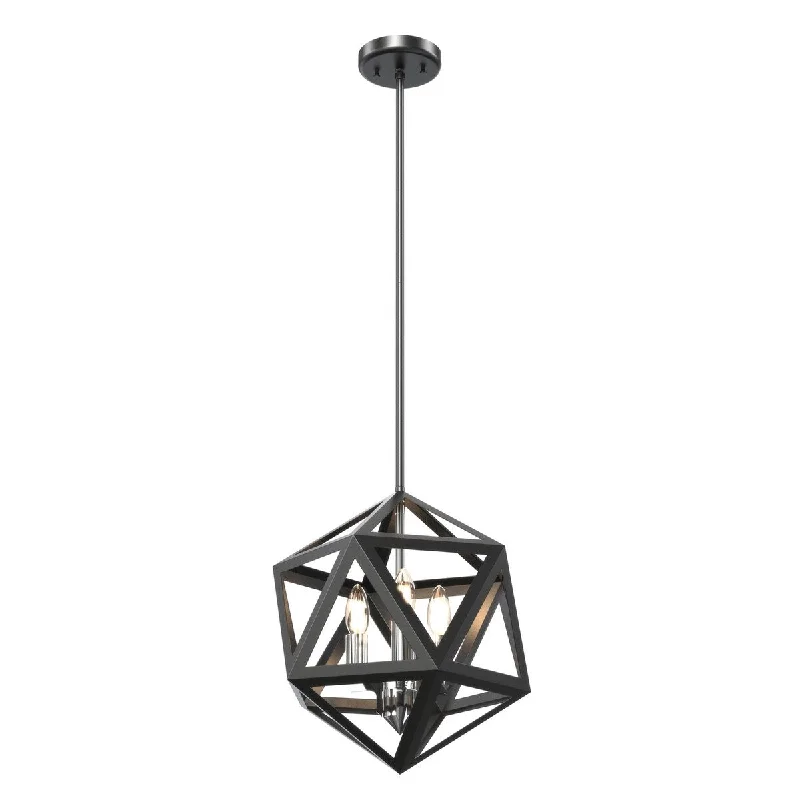 DVI Lighting DVP29520CH GR Three Light Pendant Polygon Chrome Graphit - One Size