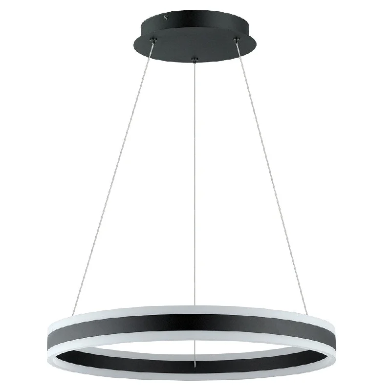 Eglo Tonarella Black LED Lighting Single Halo Pendant with White and Black Acrylic