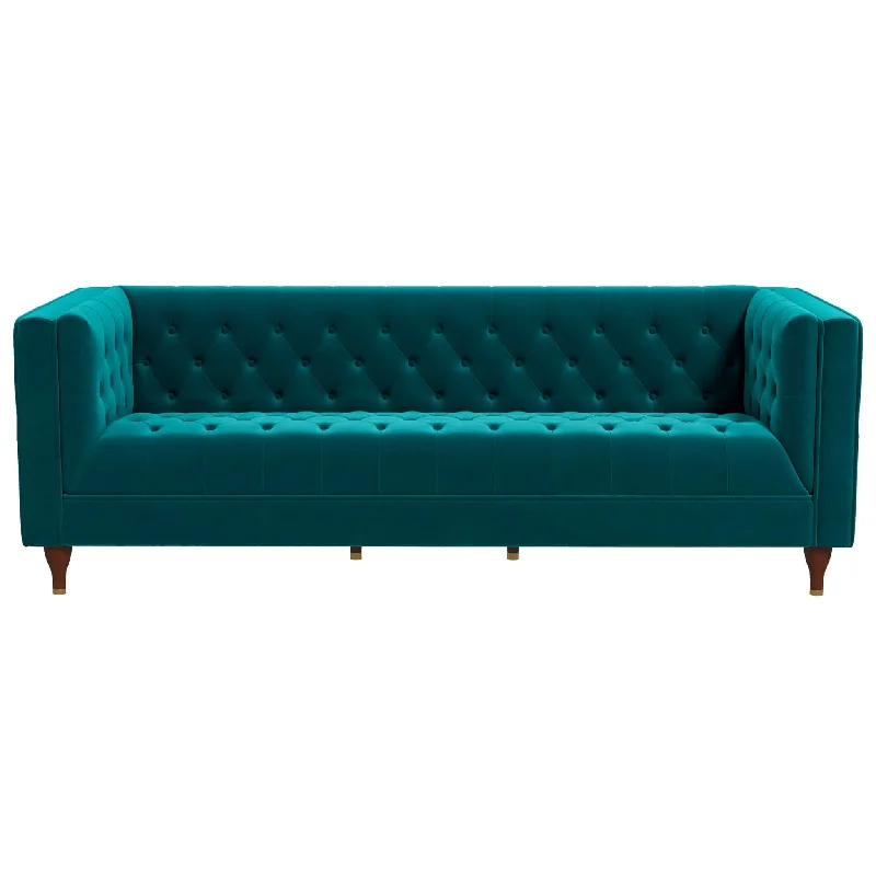 Houston Teal Velvet Luxury Chesterfield Sofa