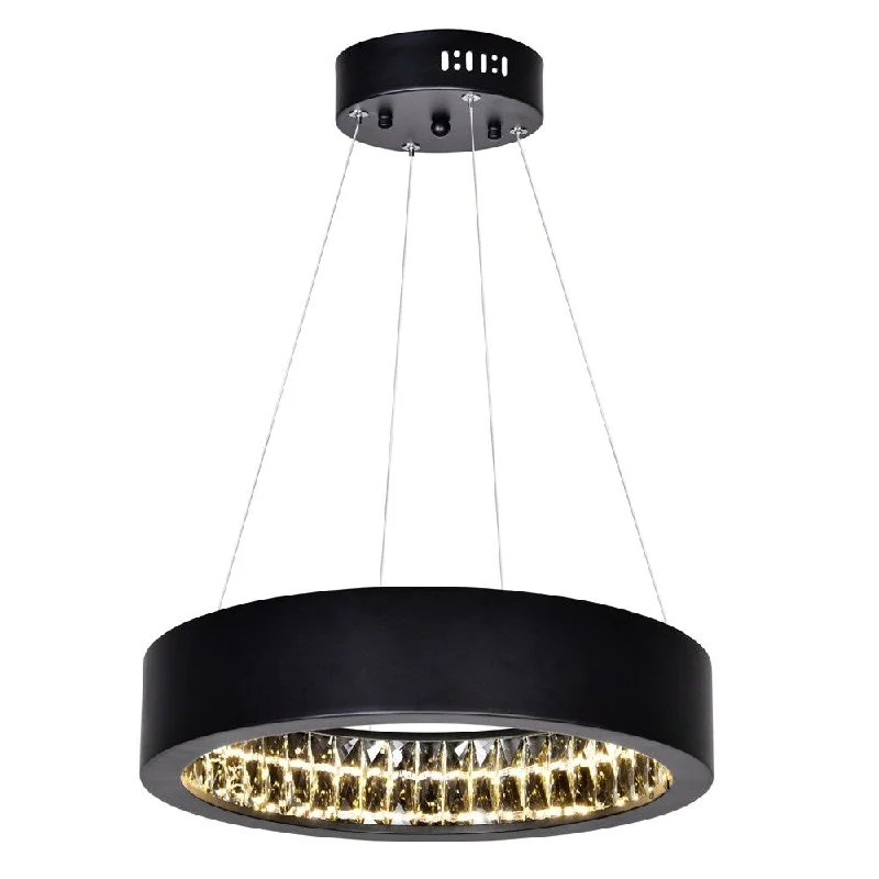 Giuseppe Lighting 1040P16101 LED Chandelier Rosalina Matte Black - Exact Size