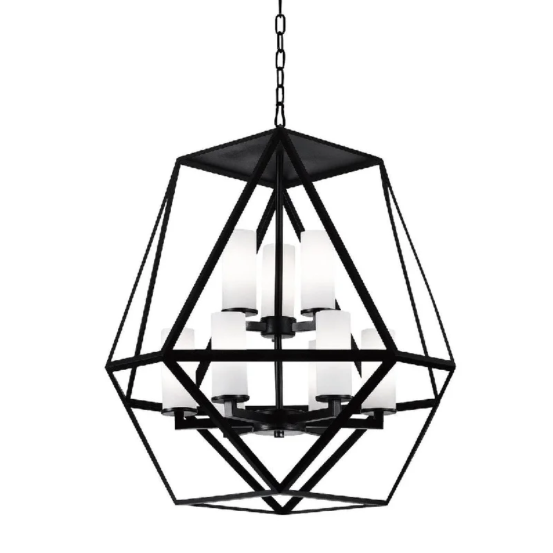 Giuseppe Lighting 9621P269101 Nine Light Chandelier Trenton Black - Exact Size