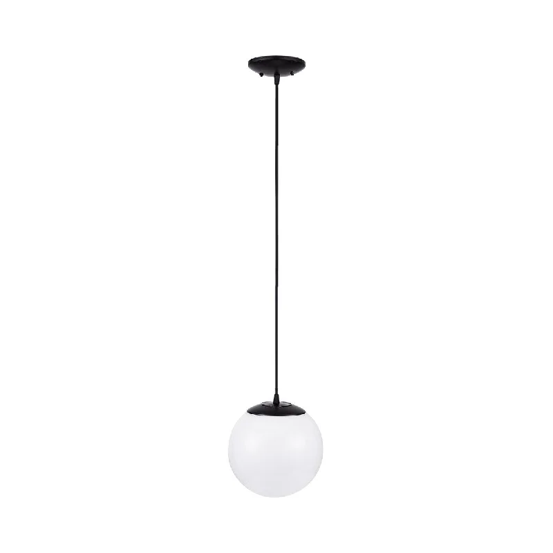 Globe Pendant Lighting, Black and White Midcentury Modern Hanging Ceiling Fixture, Adjustable length