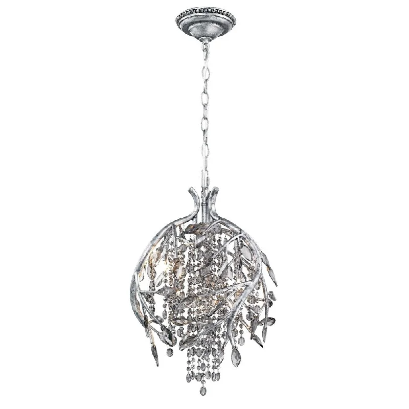 Golden Lighting #9903-3P MSI Autumn Twilight Mystic-silver-finished Steel and Glass 3-light Pendant