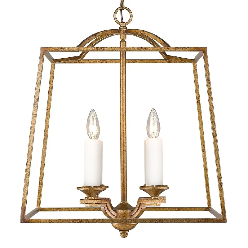 Golden Lighting Athena Grecian Gold Steel and Glass 4-light Pendant