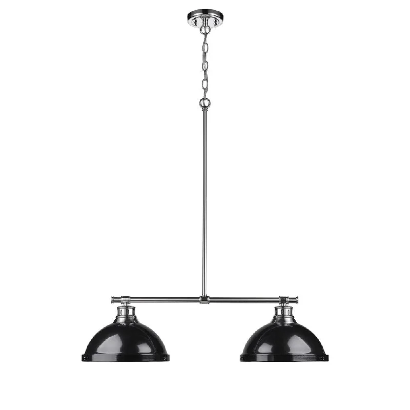 Golden Lighting 'Duncan' Chrome-finish 2-light Linear Pendant With Black Shades