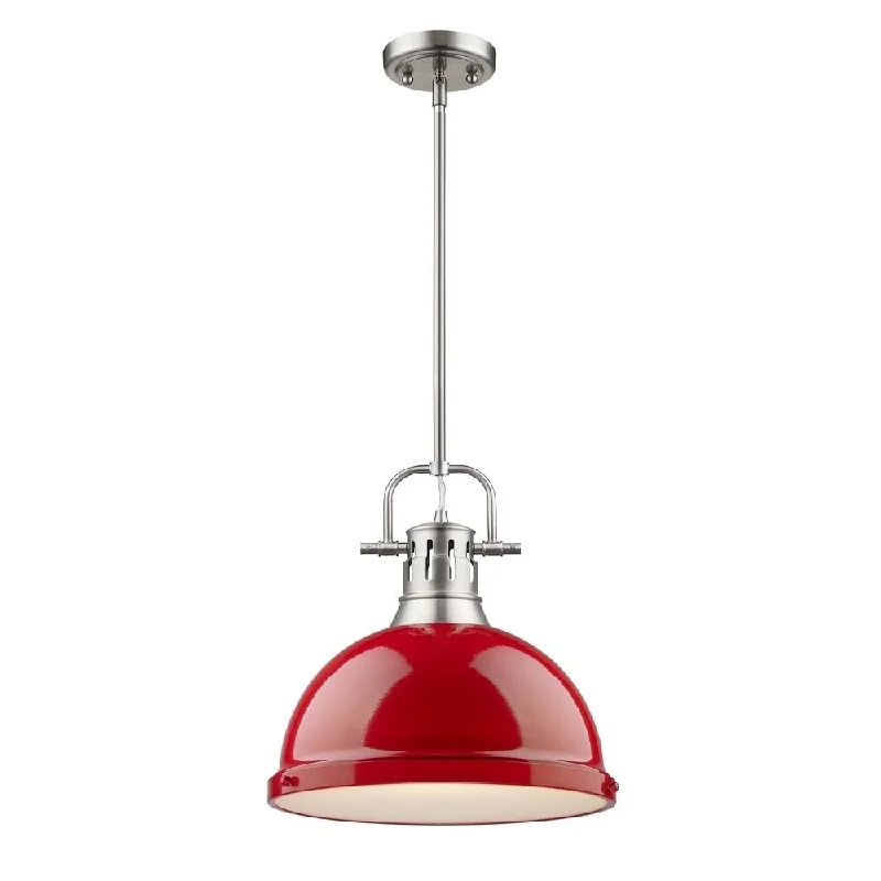 Golden Lighting Duncan Pewter Rod/Red Shade 1-light Pendant