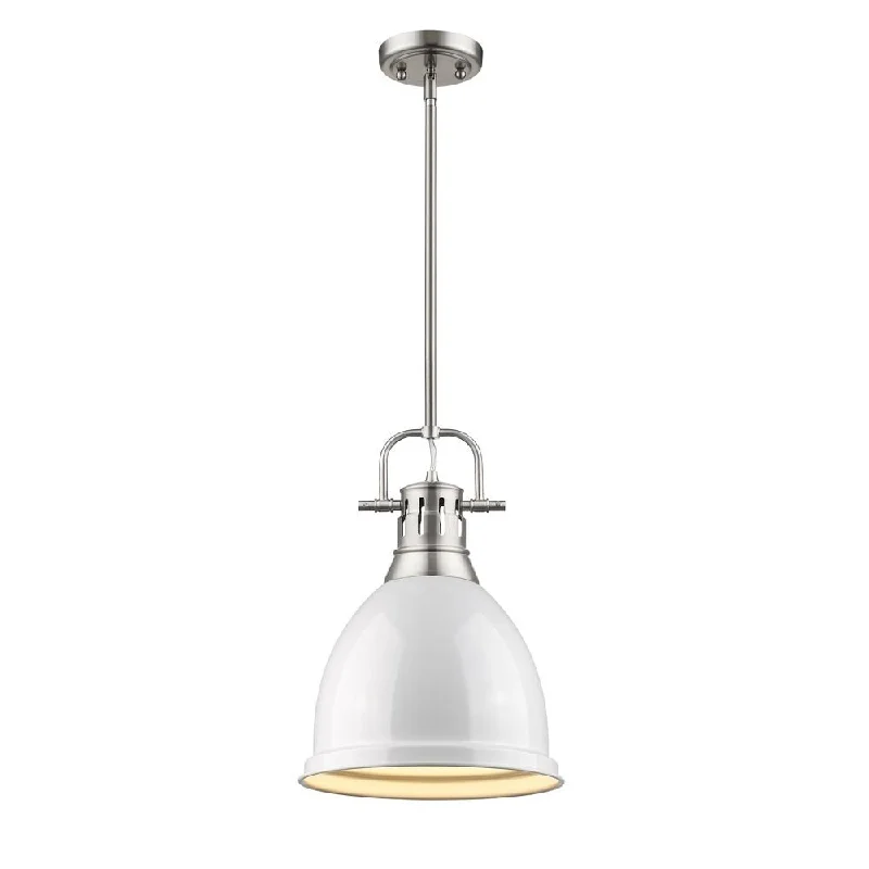 Golden Lighting Duncan Small Pendant with Pewter Rod and White Shade