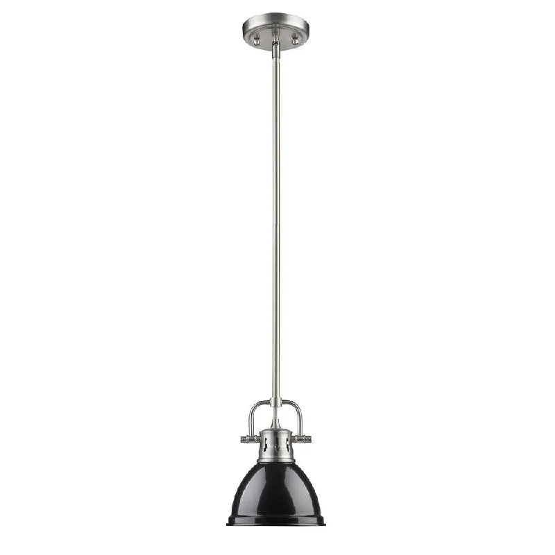 Golden Lighting Duncan Steel Mini Pendant with Pewter Rod and Black Shade