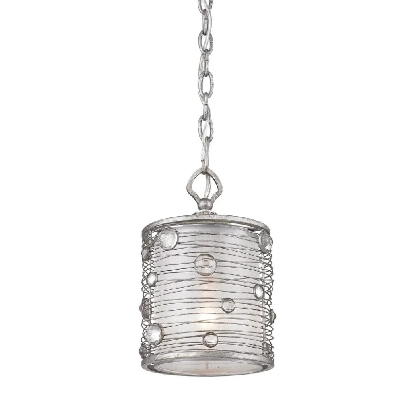 Golden Lighting 'Joia' Peruvian Silver Mini Pendant with Sterling Mist Shade