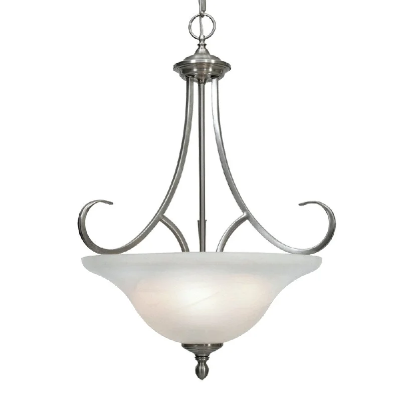 Golden Lighting Lancaster Pewter Steel/Marbled Glass 3-light Pendant