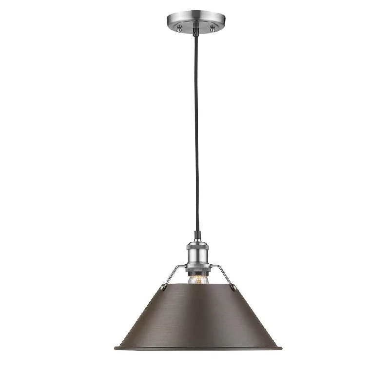 Golden Lighting Orwell PW Rubbed Bronze Shade and Pewter Steel 1-light Pendant Light