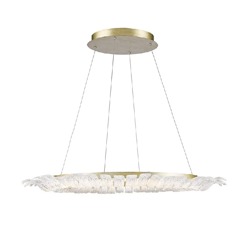 Iberlamp by Golden Lighting Halo White Gold-tone Steel/Glass LED Pendant Light