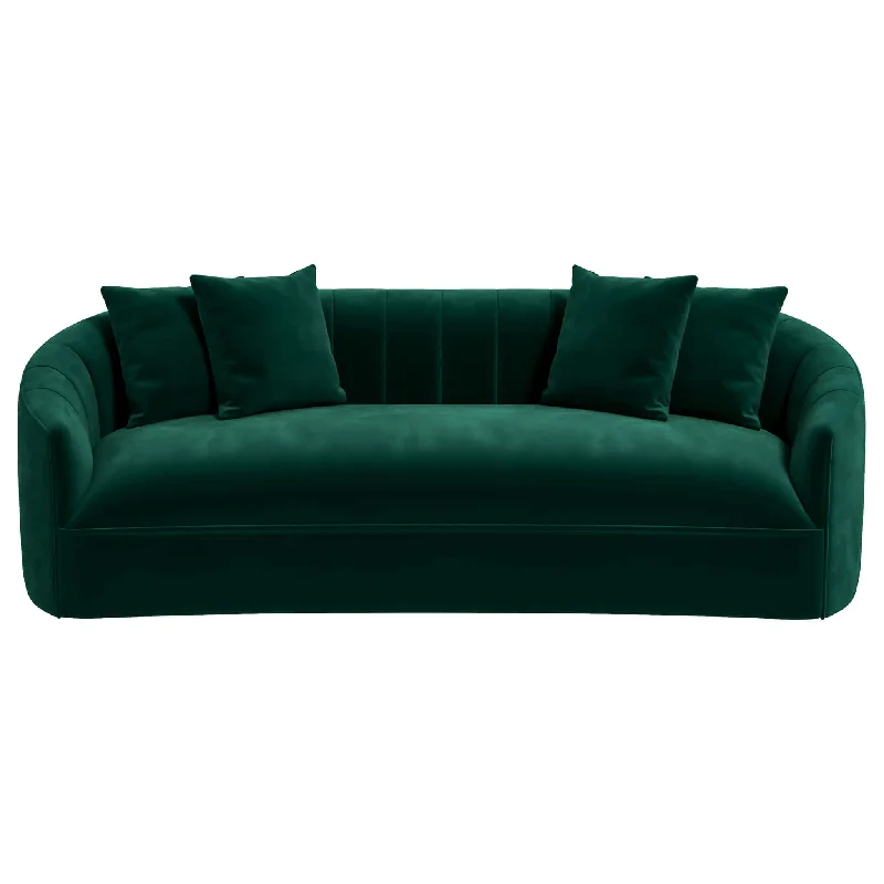 Kante Mid-Century Modern Green Velvet Sofa