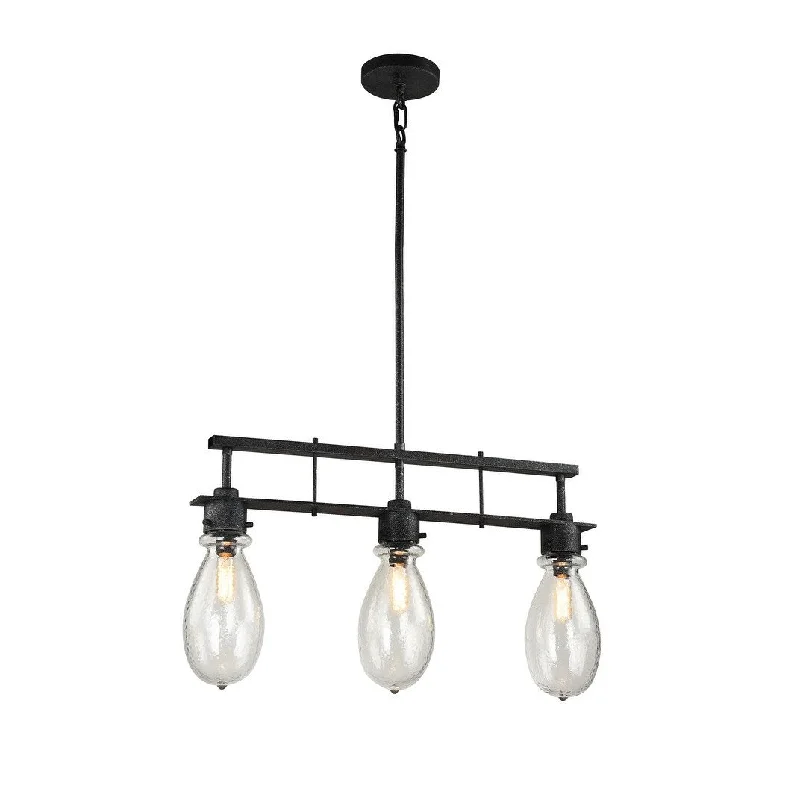 Madison Lighting Three Light Pendant Coalmar Silver Black - Exact Size