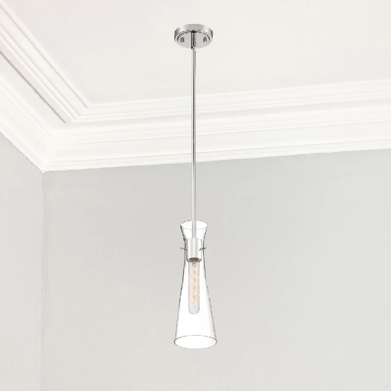 Nova Lighting One Light Mini Pendant Bahari Polished Nickel - Exact Size