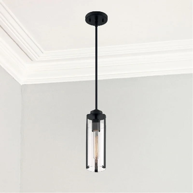 Nova Lighting One Light Pendant Marina Matte Black - Exact Size