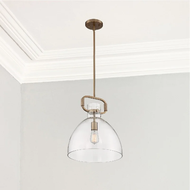 Nova Lighting One Light Pendant Teresa Burnished Brass - Exact Size