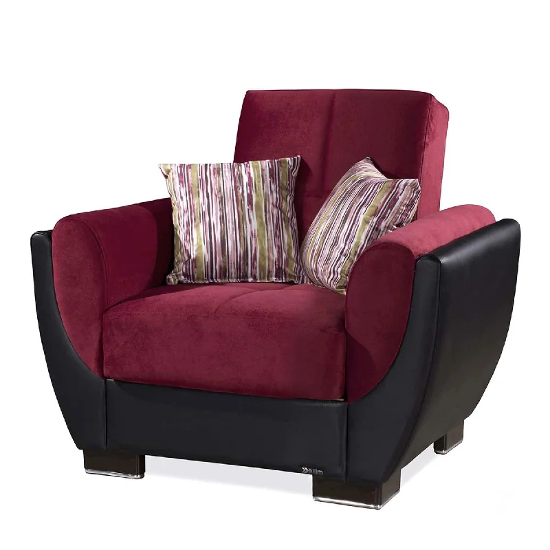 Burgundy/Black-PU Microfiber