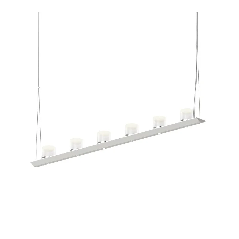 Sonneman Lighting Votives 12-light Satin White LED Bar Pendant, Large Clear Etched Crystal Shade