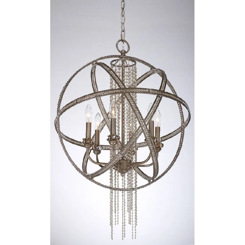 Zeev Lighting P300126SLB Six Light Pendant Cascade Burnished Silver - One Size