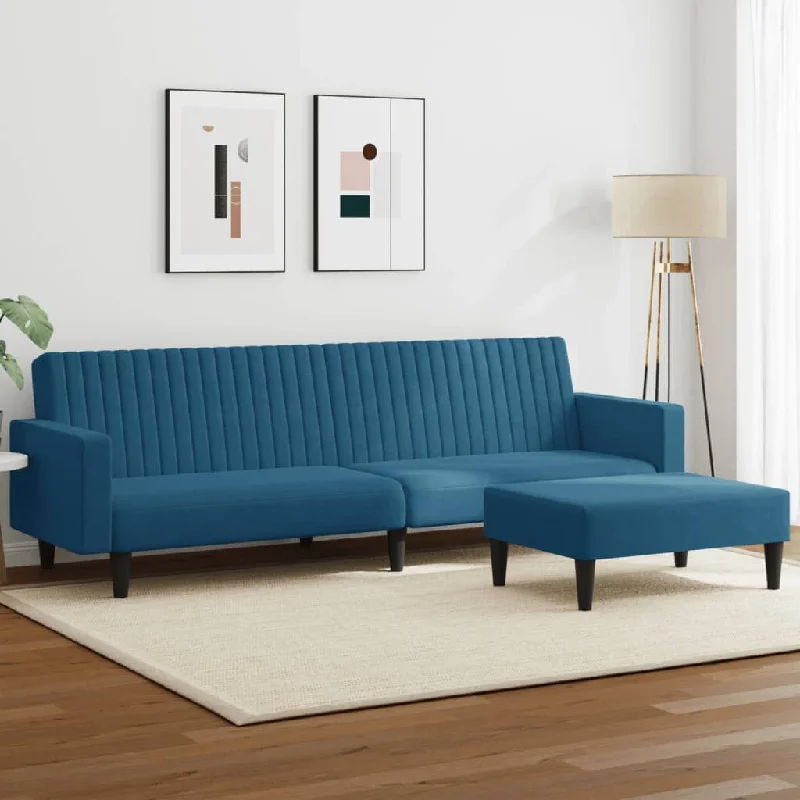 2 Piece Sofa Set Blue Velvet