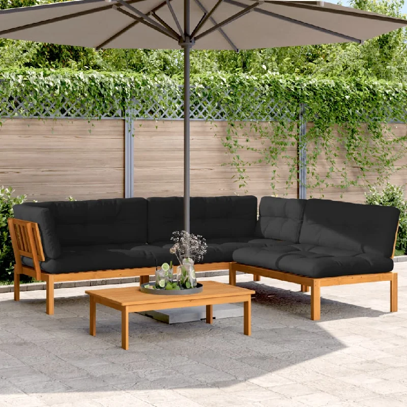 4 Piece Patio Pallet Sofa Set with Cushions Solid Wood Acacia