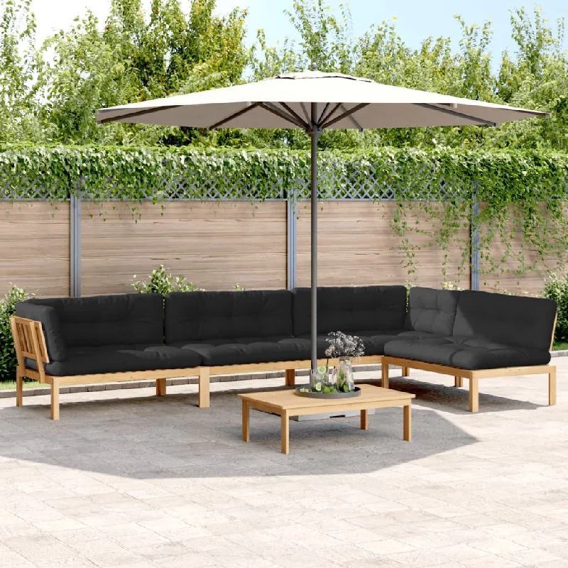 5 Piece Patio Pallet Sofa Set with Cushions Solid Wood Acacia