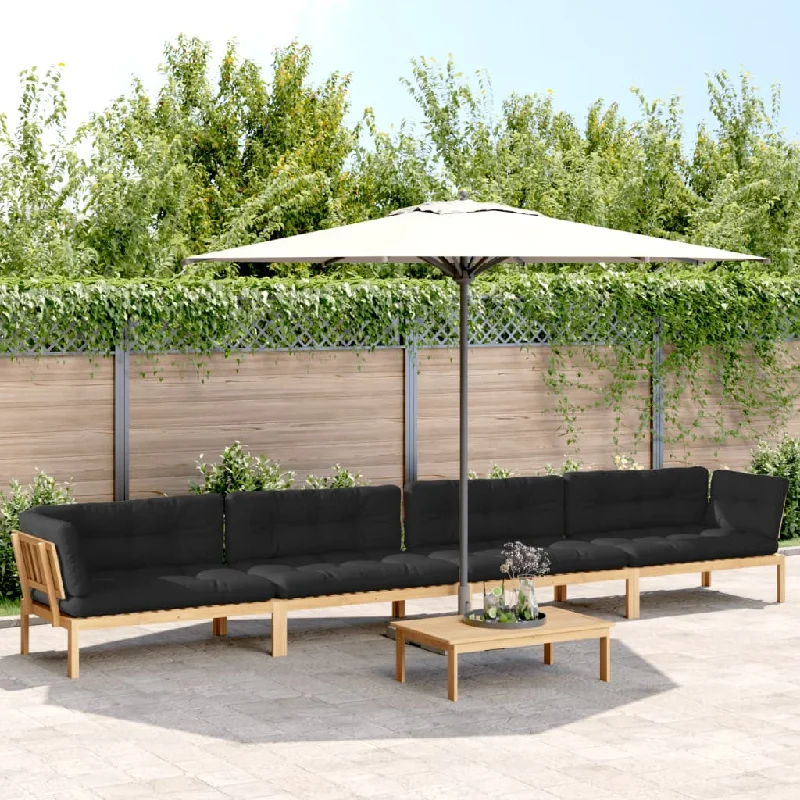 5 Piece Patio Pallet Sofa Set with Cushions Solid Wood Acacia