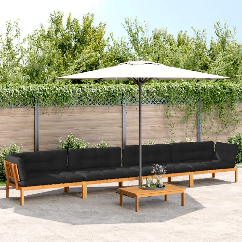 5 Piece Patio Pallet Sofa Set with Cushions Solid Wood Acacia