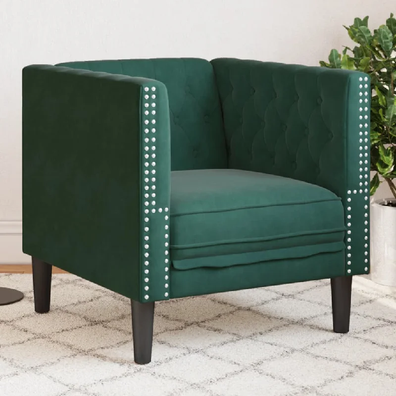 Chesterfield Sofa Chair Dark Green Velvet