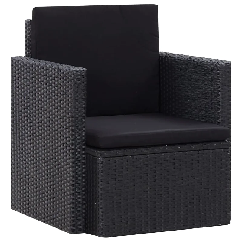 Armchair Outdoor Patio Single Sofa Chair with Cushions Poly Rattan