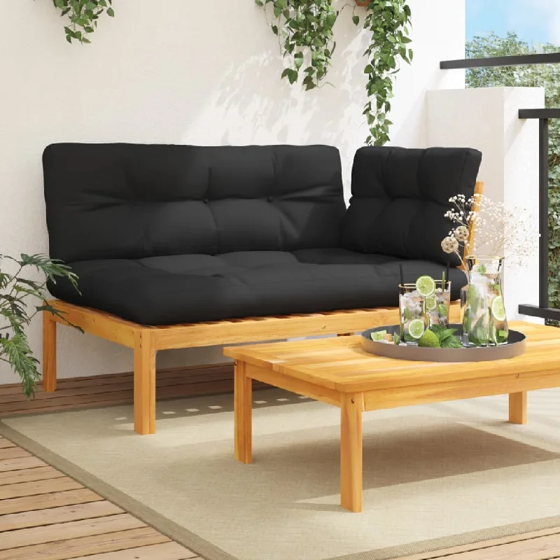 Patio Pallet Corner Sofa with Cushions Solid Wood Acacia