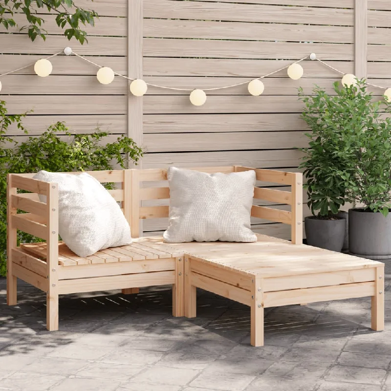 Patio Sofa 2-Seater with Footstool Solid Wood Pine