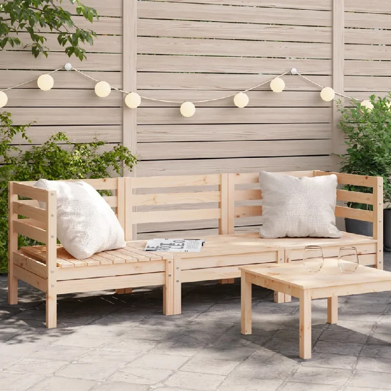 Patio Sofa 3-Seater Solid Wood Pine