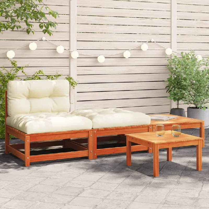 Patio Sofa Armless with Cushions and Footstools