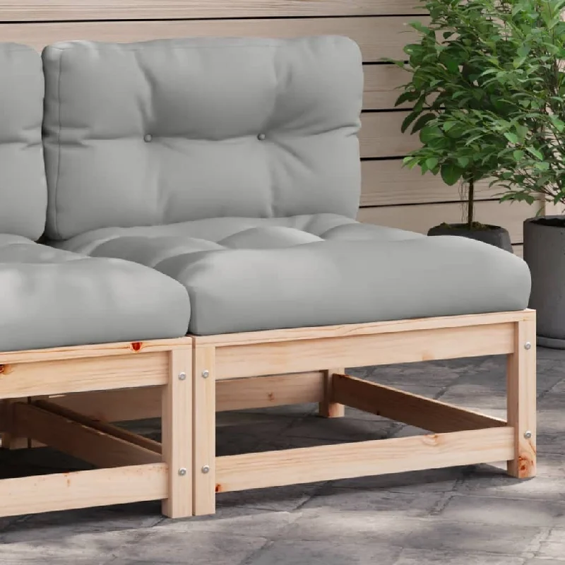 Patio Sofa Armless with Cushions Solid Wood Pine