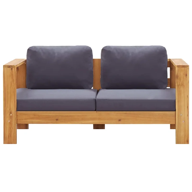 Patio Sofa Bench with Cushions 55.1" Solid Acacia Wood Gray