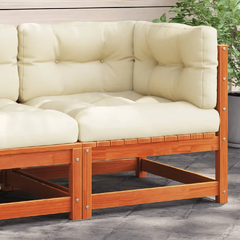 Patio Sofa Corner with Cushions Wax Brown Solid Wood Pine