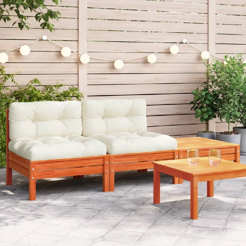 Patio Sofa with Cushions and Footstool 2-Seater